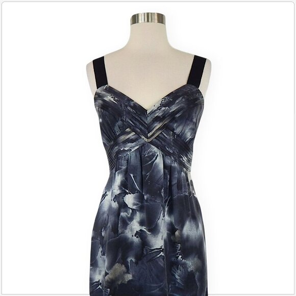 Banana Republic Gray Printed Silk Pleated Empire Bodice Dress NWT New Size 2 - Picture 2 of 4